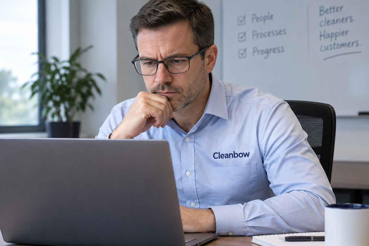 Manager reviewing profiles